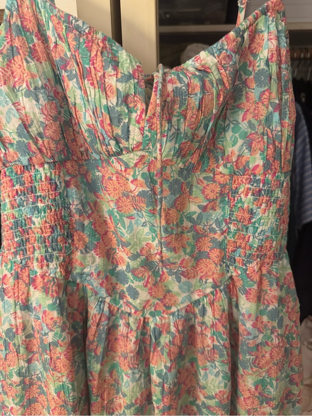 American Eagle Floral Tiered Spaghetti-Strap Midi Dress - Picture 3 of 5